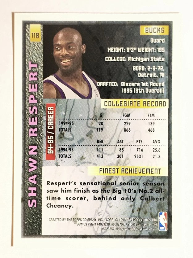 1995-96 Finest #118 Shawn Respert RC