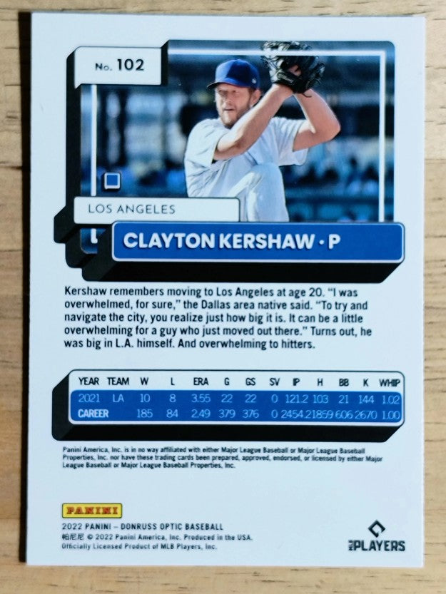 2022 Donruss Optic #102 Clayton Kershaw