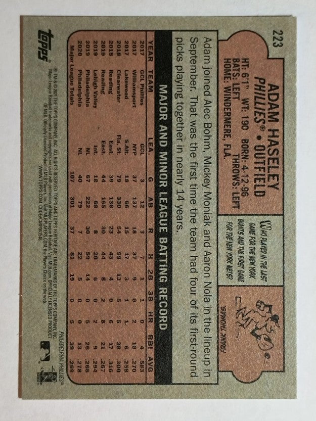 2021 Topps Heritage #223 Adam Haseley