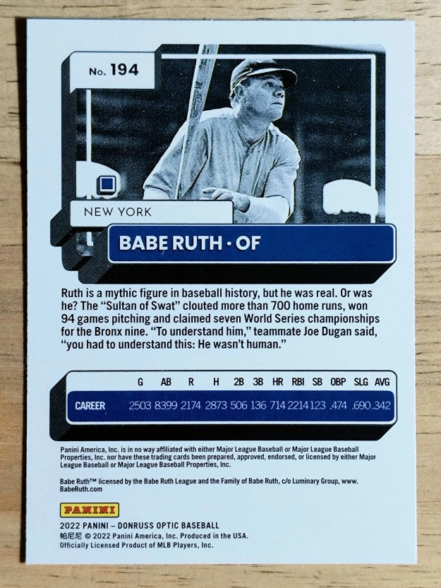 2022 Donruss Optic #194 Babe Ruth