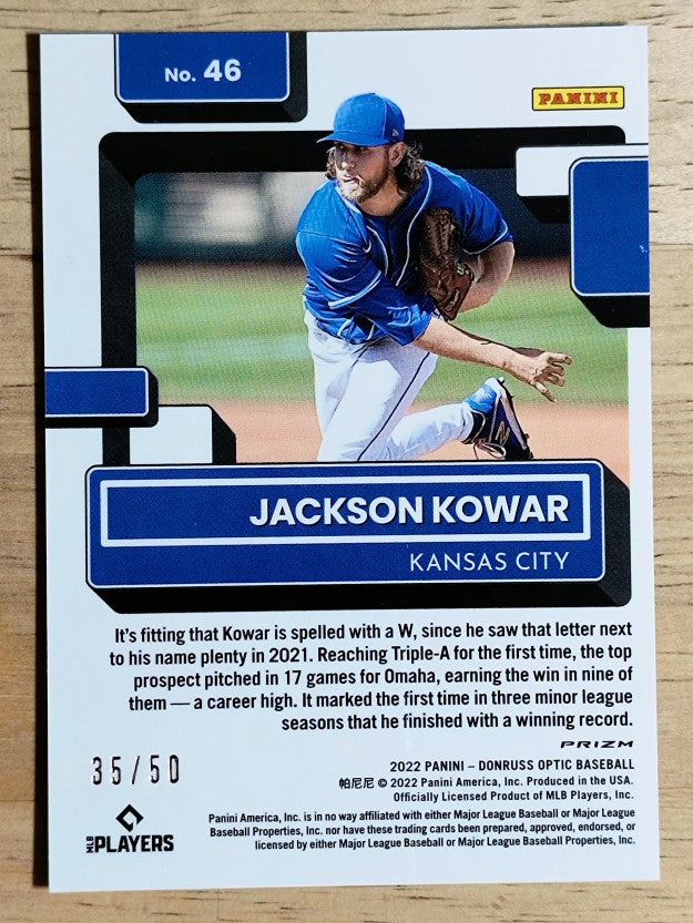2022 Donruss Optic Carolina Blue #46 Jackson Kowar RR