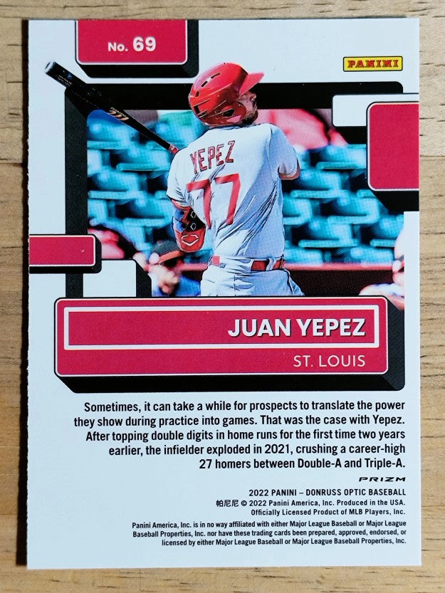 2022 Donruss Optic Holo #69 Juan Yepez RR
