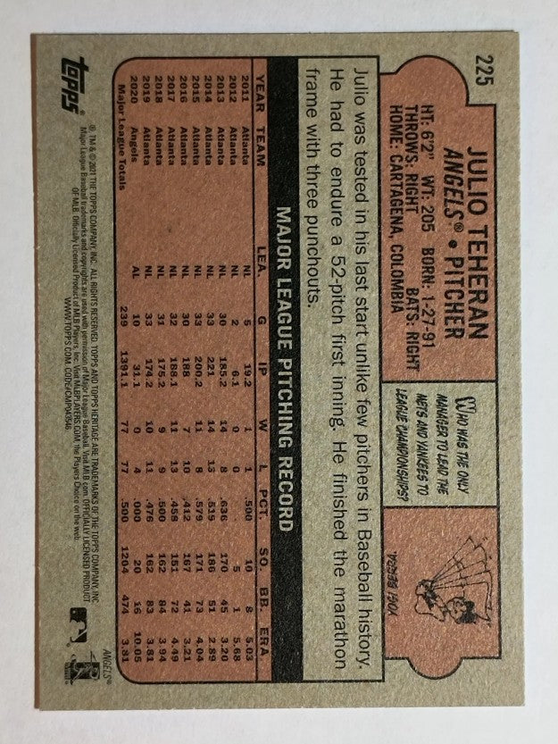2021 Topps Heritage #225 Julio Teheran