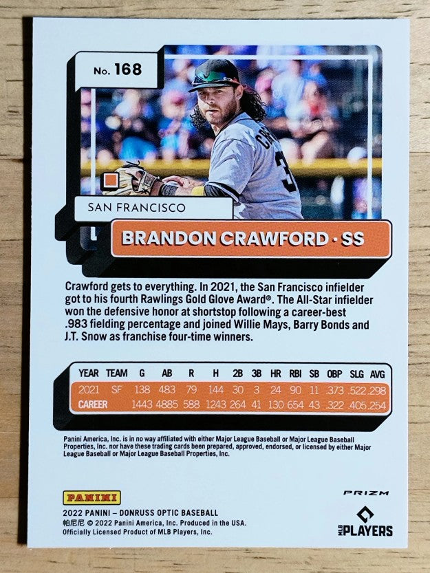 2022 Donruss Optic Holo #168 Brandon Crawford
