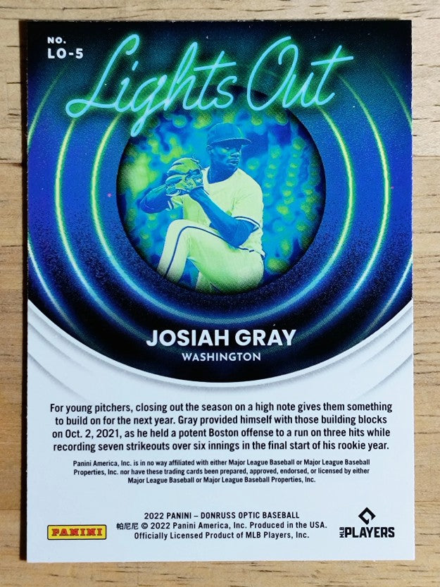 2022 Donruss Optic Lights Out #5 Josiah Gray