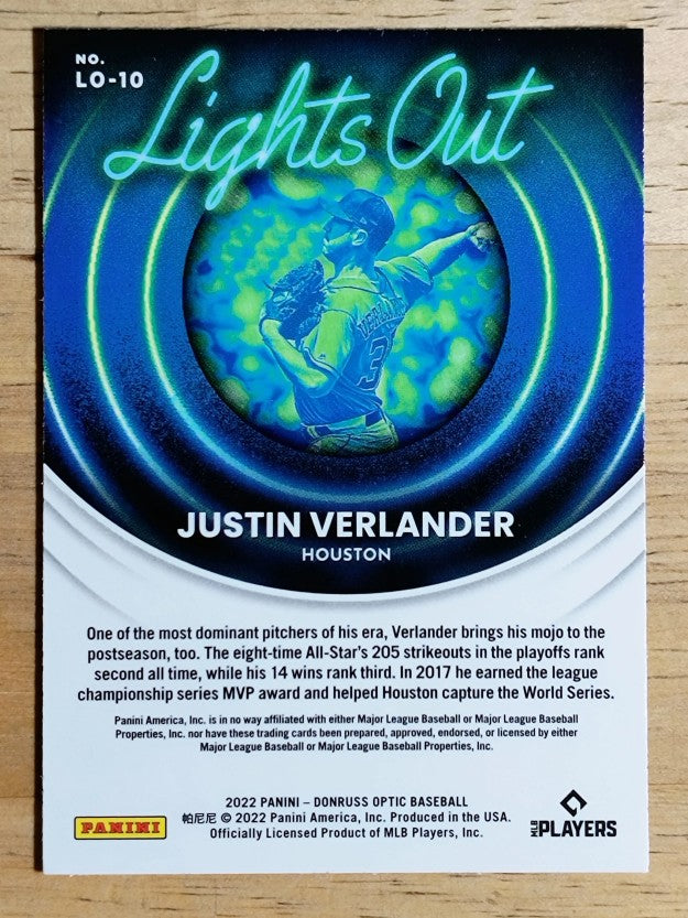 2022 Donruss Optic Lights Out #10 Justin Verlander