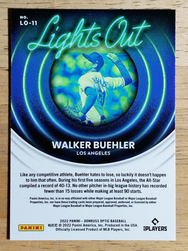 2022 Donruss Optic Lights Out #11 Walker Buehler