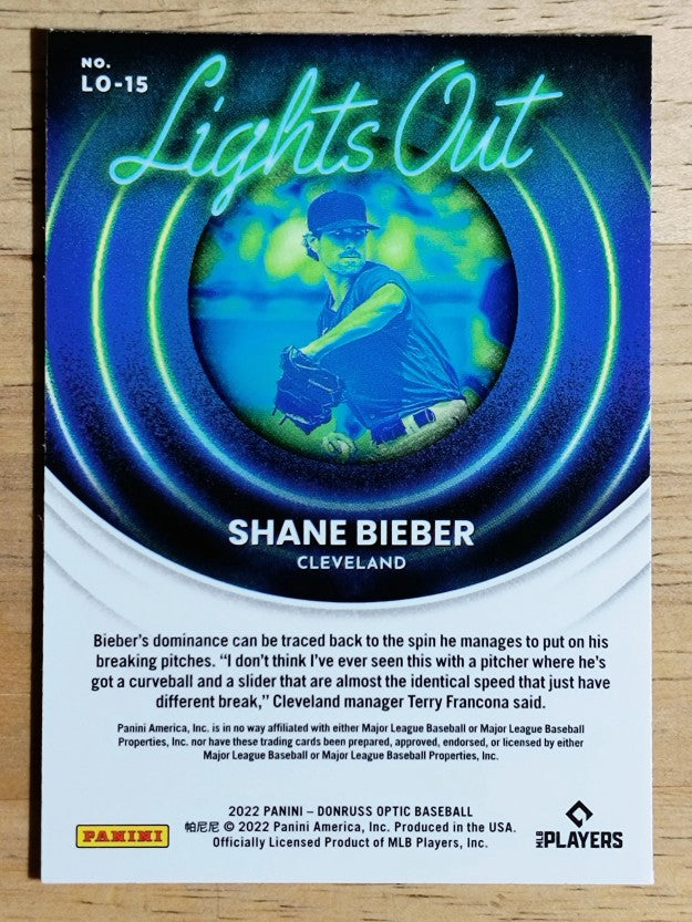 2022 Donruss Optic Lights Out #15 Shane Bieber