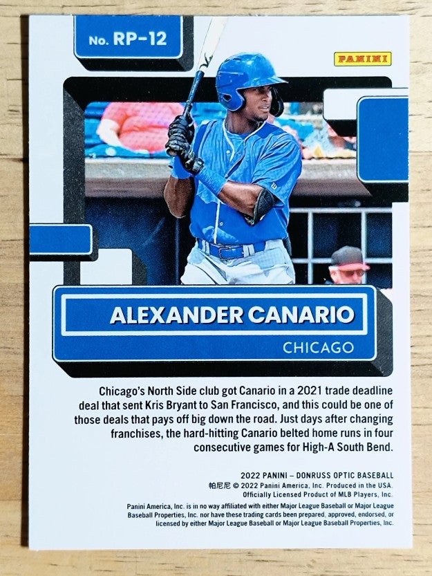 2022 Donruss Optic Rated Prospects #12 Alexander Canario