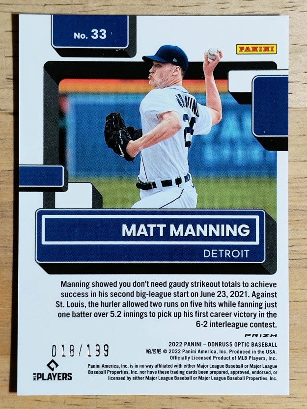 2022 Donruss Optic Red White and Blue #33 Matt Manning RR