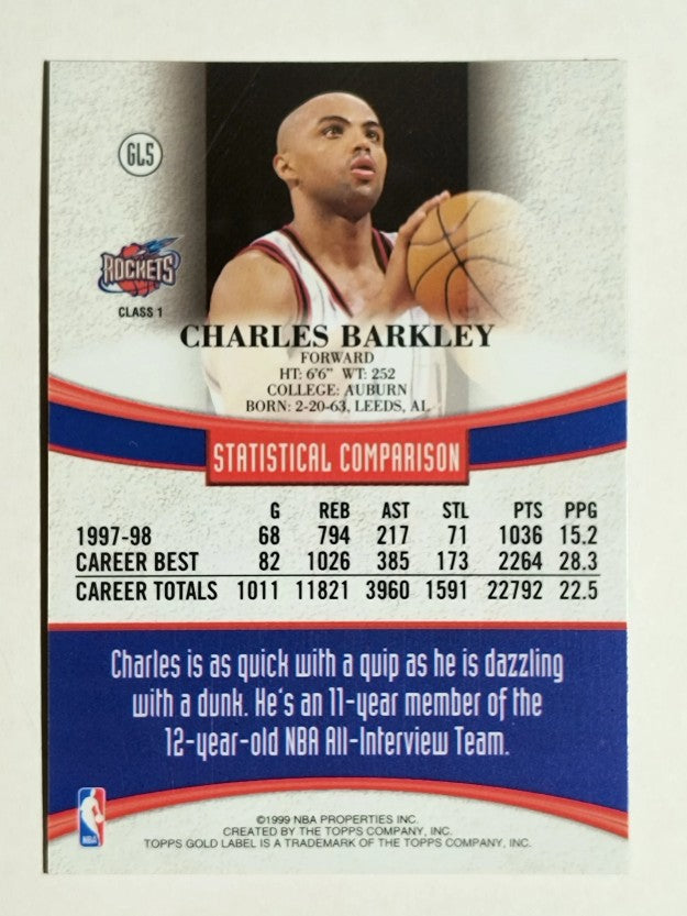 1998-99 Topps Gold Label #GL5 Charles Barkley