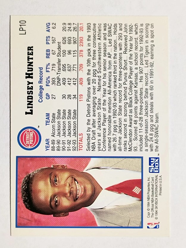 1993-94 Hoops Draft Redemption #LP10 Lindsey Hunter