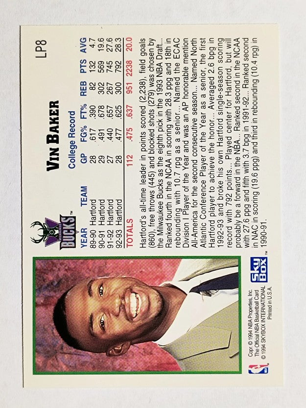 1993-94 Hoops Draft Redemption #LP8 Vin Baker