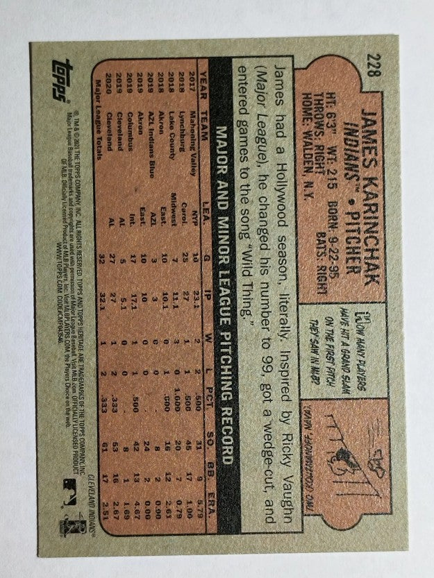 2021 Topps Heritage #228 James Karinchak