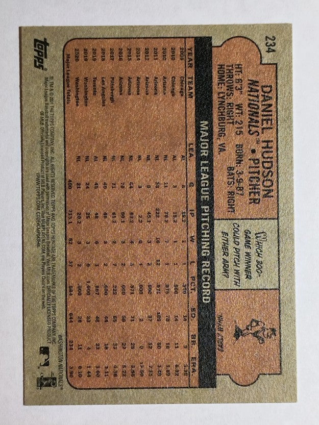 2021 Topps Heritage #234 Daniel Hudson