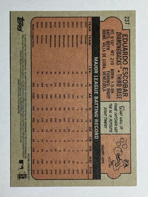 2021 Topps Heritage #237 Eduardo Escobar