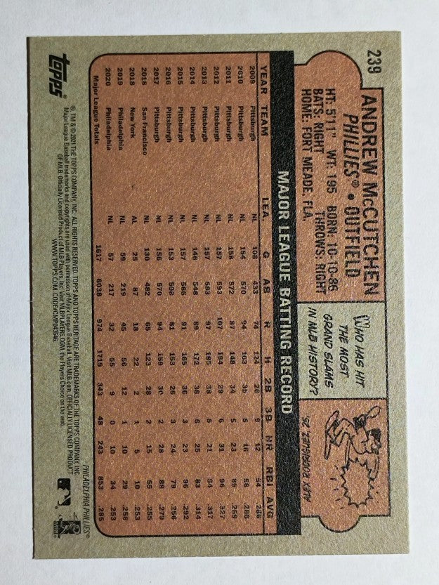 2021 Topps Heritage #239 Andrew McCutchen