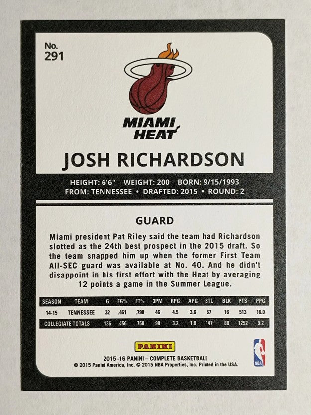2015-16 Panini Complete Silver #291 Josh Richardson