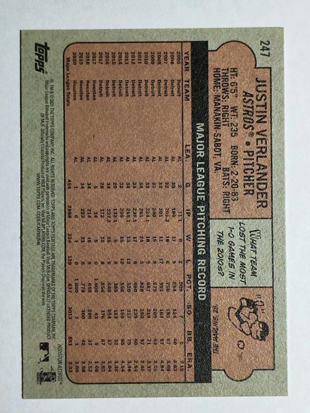 2021 Topps Heritage #247 Justin Verlander