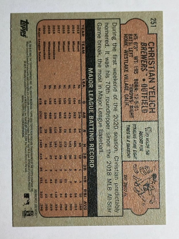 2021 Topps Heritage #251 Christian Yelich