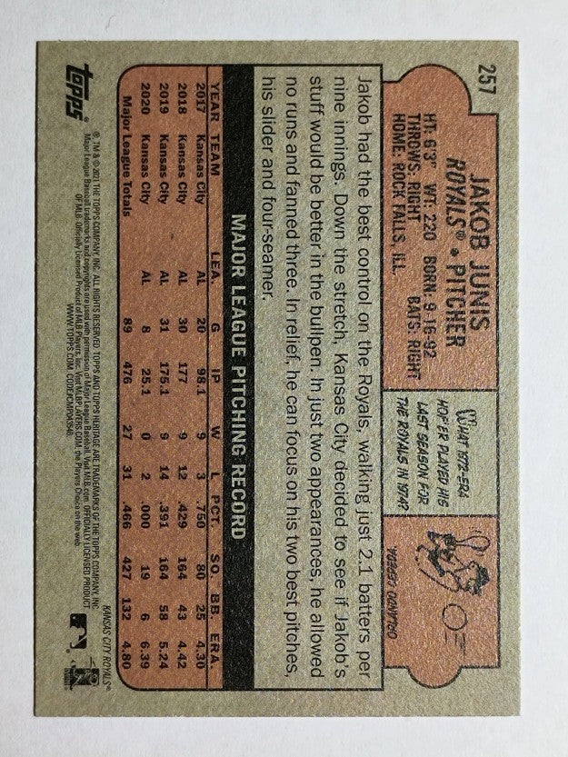 2021 Topps Heritage #257 Jakob Junis