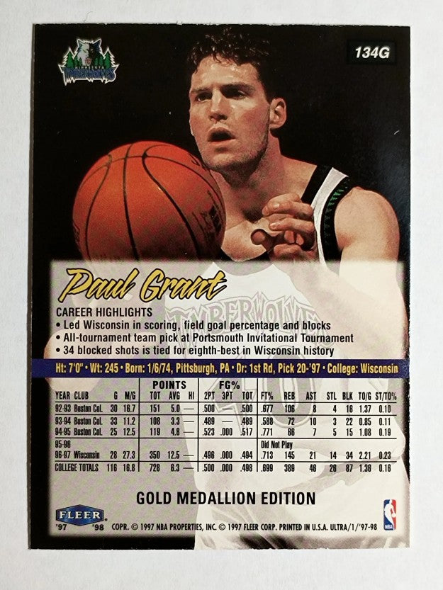 1997-98 Ultra Gold Medallion #134G Paul Grant