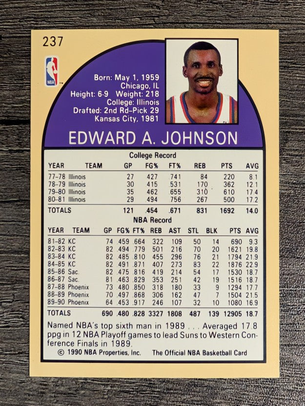 1990-91 Hoops #237 Eddie Johnson
