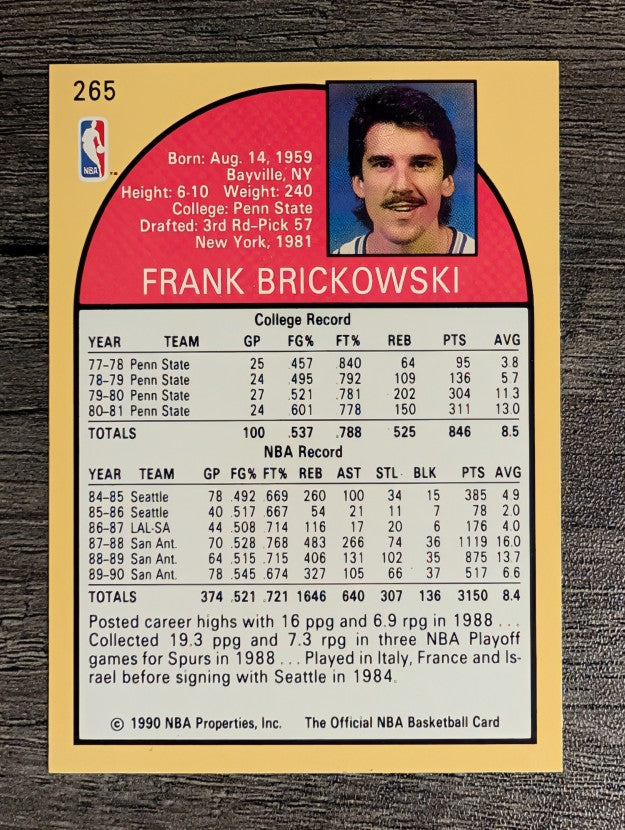 1990-91 Hoops #265 Frank Brickowski SP