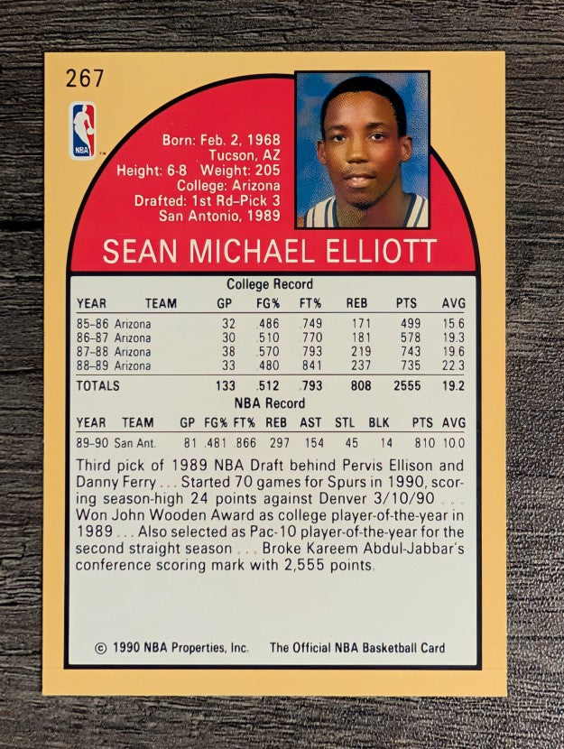 1990-91 Hoops #267 Sean Elliott RC