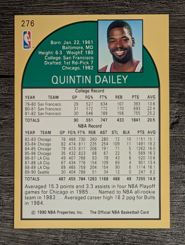 1990-91 Hoops #276 Quintin Dailey