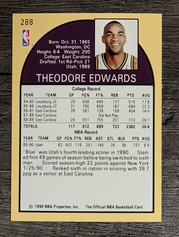 1990-91 Hoops #288 Blue Edwards RC