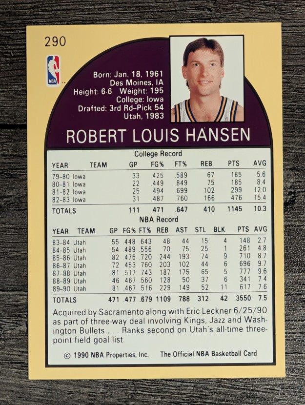 1990-91 Hoops #290 Bobby Hansen SP