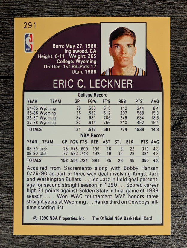 1990-91 Hoops #291 Eric Leckner SP