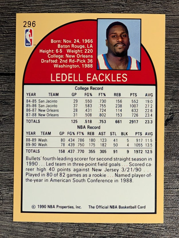1990-91 Hoops #296 Ledell Eackles SP
