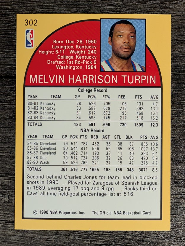 1990-91 Hoops #302 Mel Turpin SP