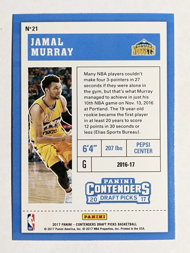2017-18 Panini Contenders Draft Picks #21B Jamal Murray/yellow jersey