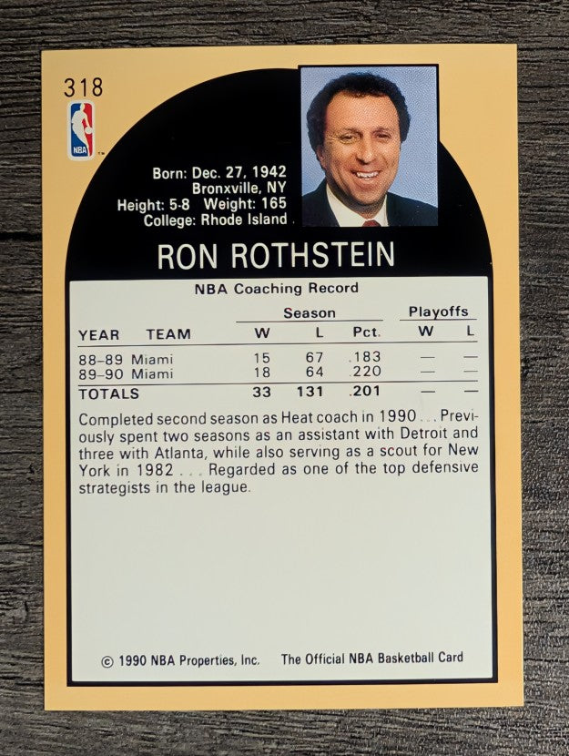 1990-91 Hoops #318 Ron Rothstein CO