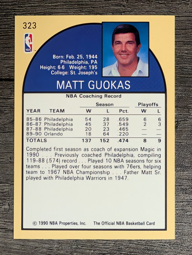 1990-91 Hoops #323 Matt Guokas CO