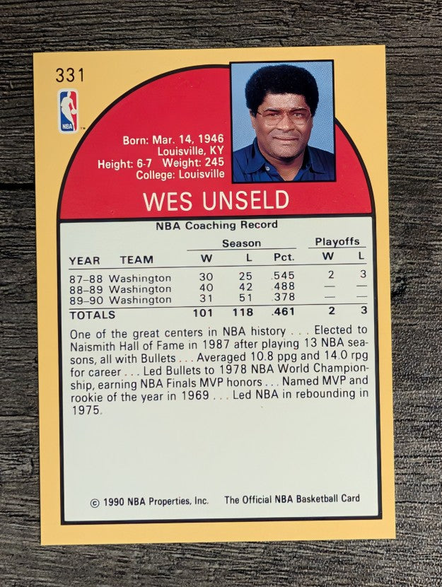1990-91 Hoops #331 Wes Unseld CO