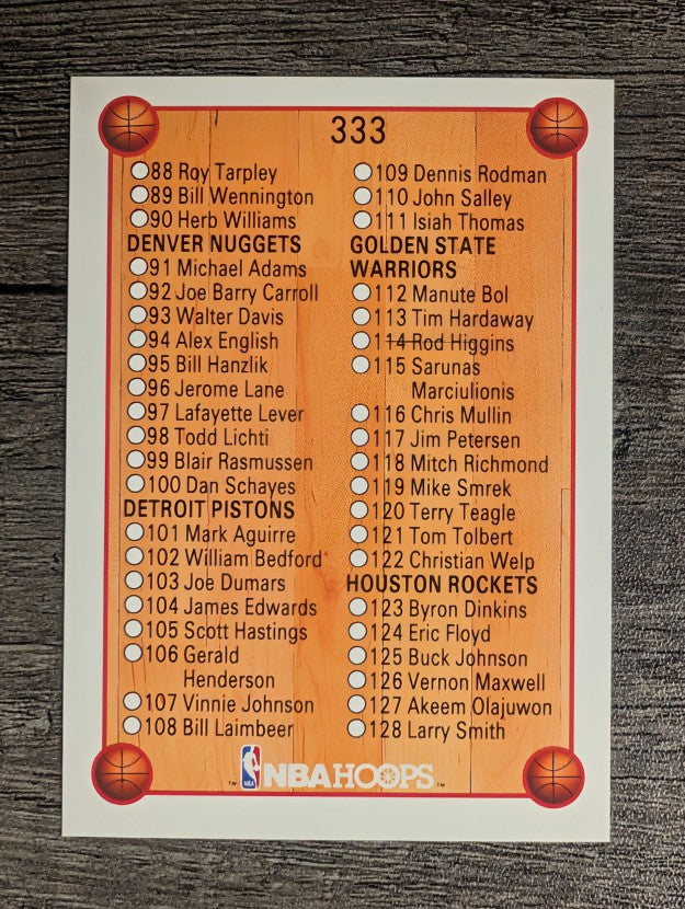 1990-91 Hoops #333 Checklist 2 SP