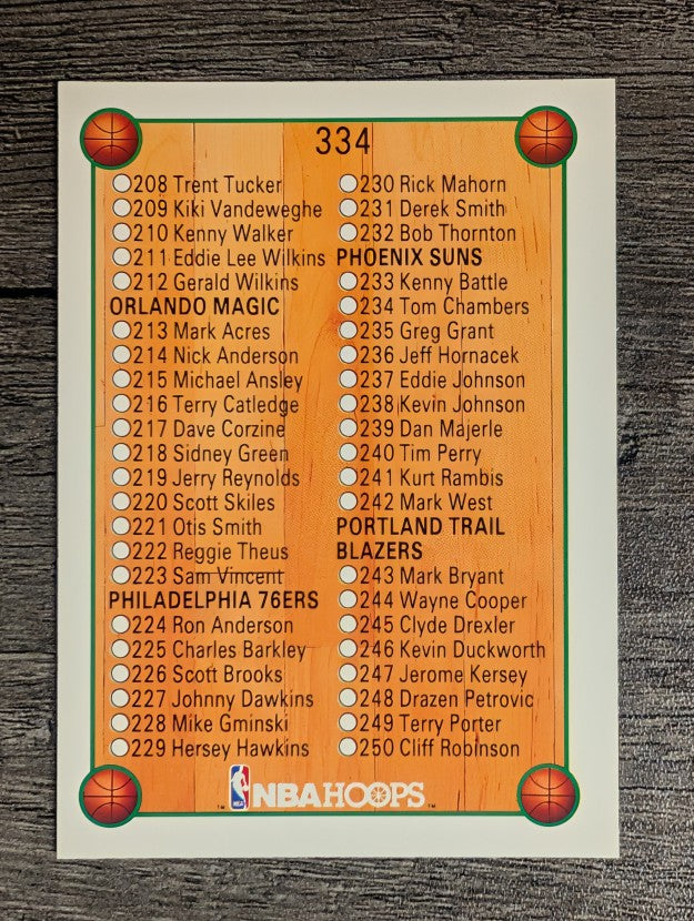 1990-91 Hoops #334 Checklist 3 SP