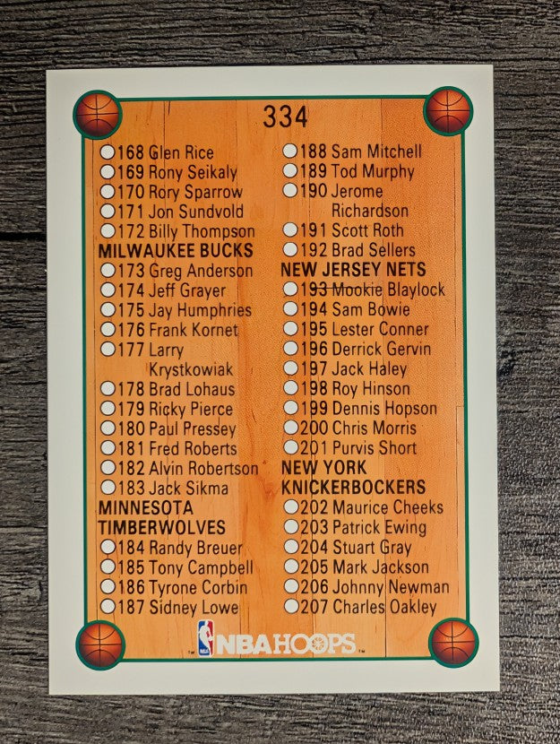 1990-91 Hoops #334 Checklist 3 SP