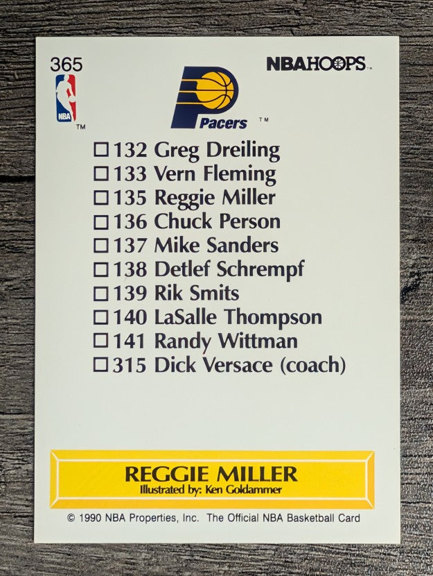 1990-91 Hoops #365 Reggie Miller TC