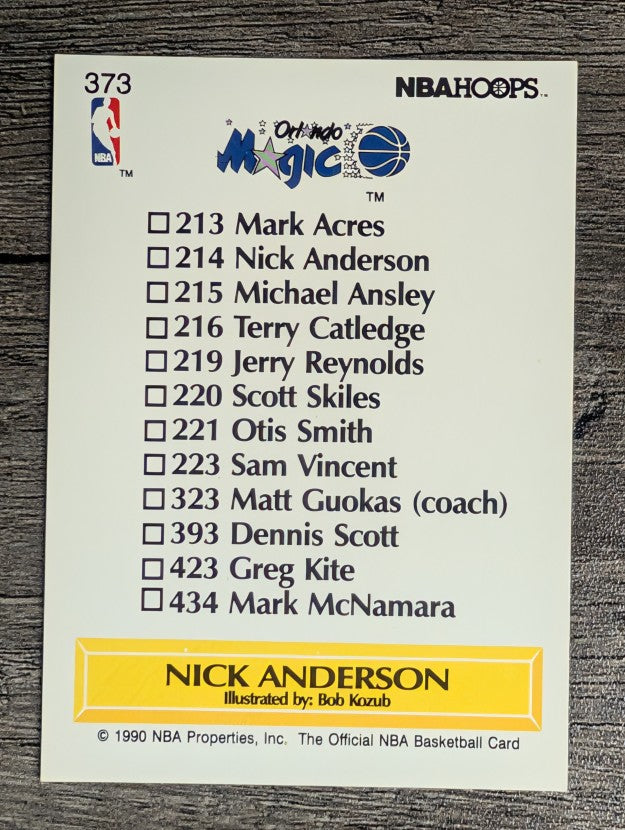 1990-91 Hoops #373 Nick Anderson TC