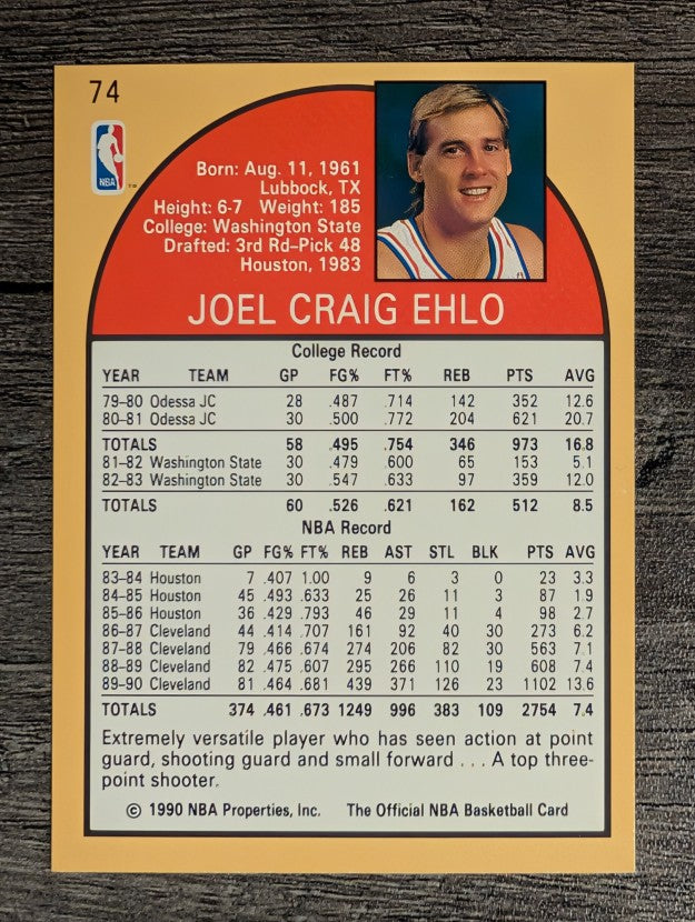 1990-91 Hoops #74 Craig Ehlo