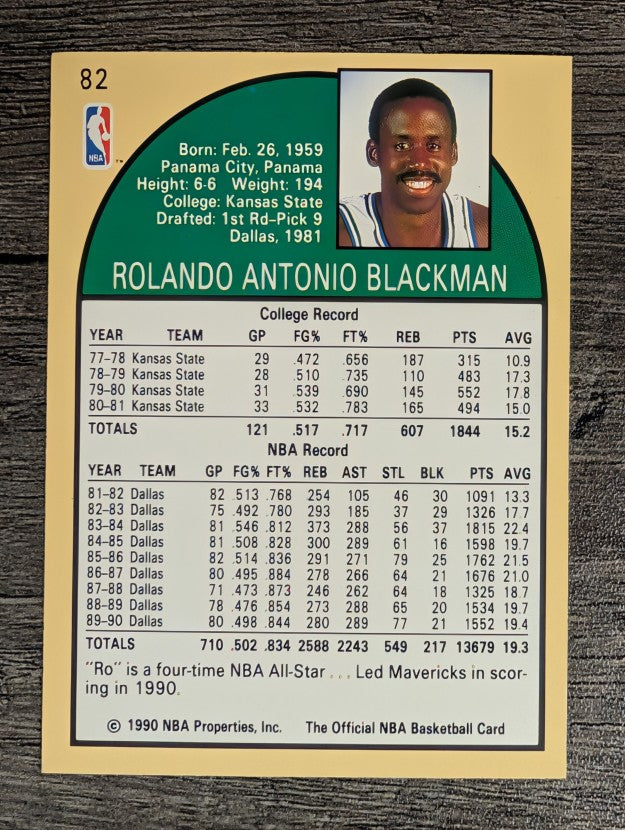 1990-91 Hoops #82 Rolando Blackman