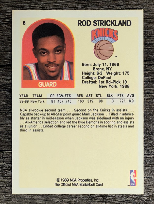 1989-90 Hoops #8 Rod Strickland RC