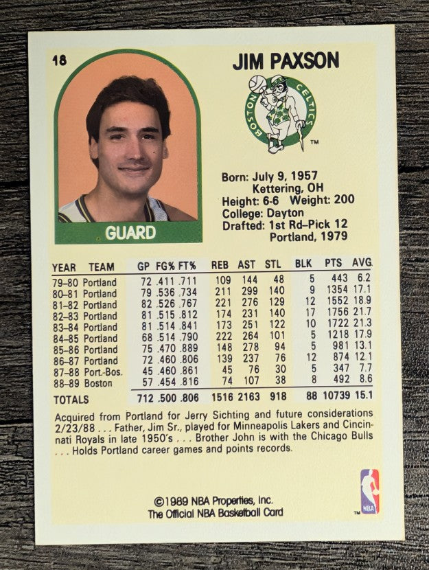 1989-90 Hoops #18 Jim Paxson