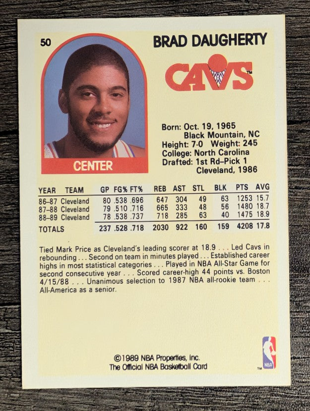 1989-90 Hoops #50 Brad Daugherty