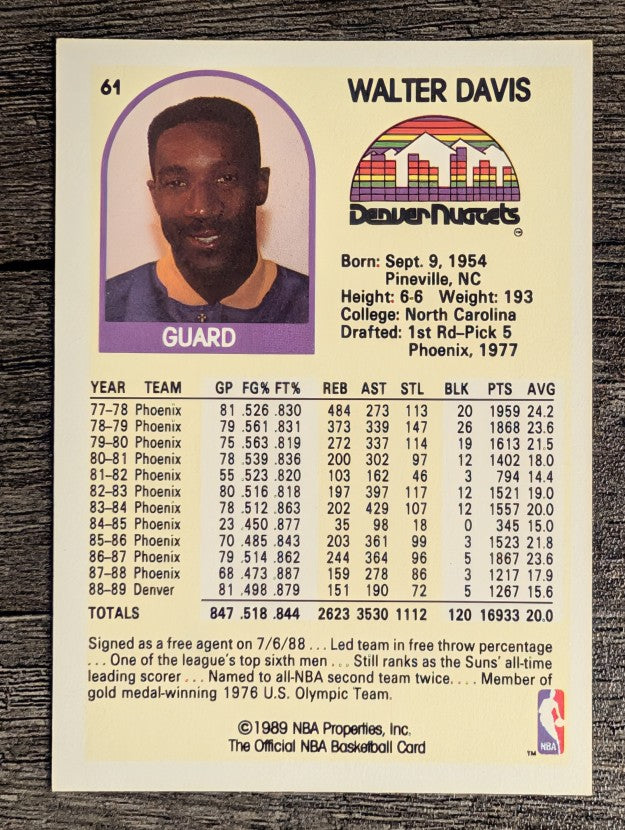 1989-90 Hoops #61 Walter Davis